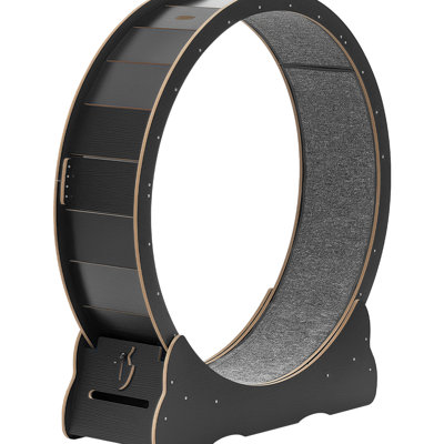 48 In Black Cat Running Wheel For Indoor Cats Up To 28 Lbs, Spacious Medium Large Cats, Quiet And Smooth Exercise With Locking Mechanism, Accessory Kit Cat's Health Maintenance Wooden Treadmill