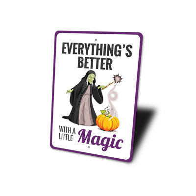 Witch And Pumpkin Sign