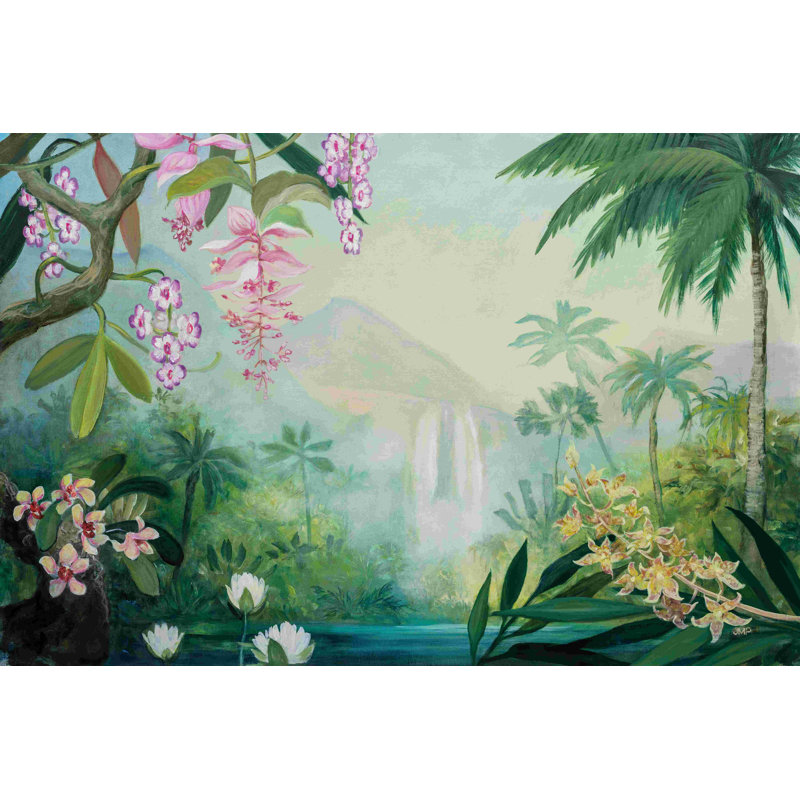 «Tropical Falls» par Julia Purinton, peinture sur toile tendue, H 8 po x l 12 po