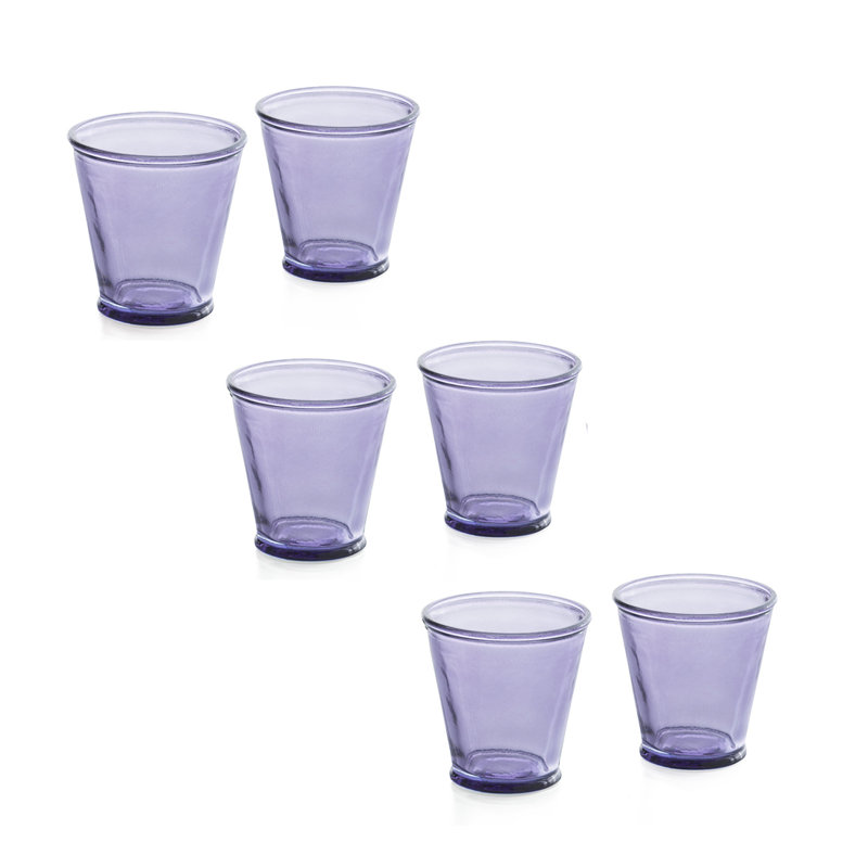 Gobelets en verre recyclé, ensemble de 6, Lilas