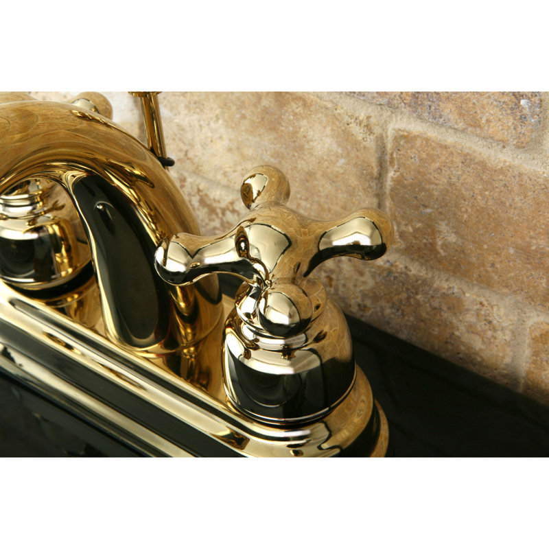 Restoration Centerset Bathroom Faucet with Drain Assembly, Polished Brass