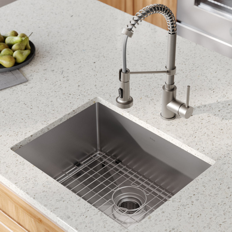 23" Matte Black Stainless Steel Undermount Kitchen Sink with Faucet