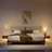 King Size Linen Bed With Floating Nightstands Bedroom Set