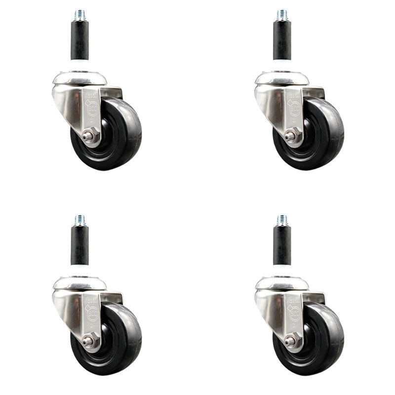 Soft Rubber Swivel Expanding Stem Caster Set