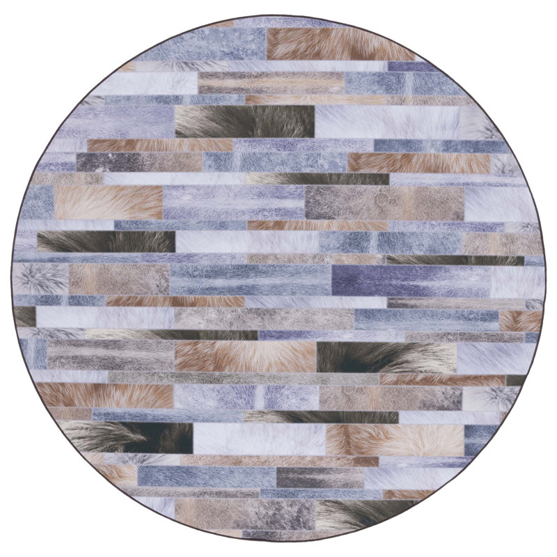 Chanais Performance Machine Washable Animal Print Rug, Round 6'