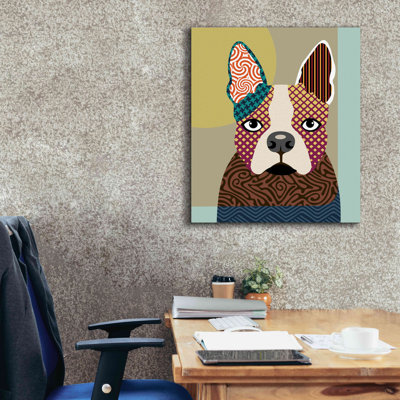 «Boston Terrier» par Lanre Adefioyue, reproduction sur toile tendue
