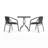 Boswell 23.5" Square Glass Metal Table with 2 Rattan Stack Chairs