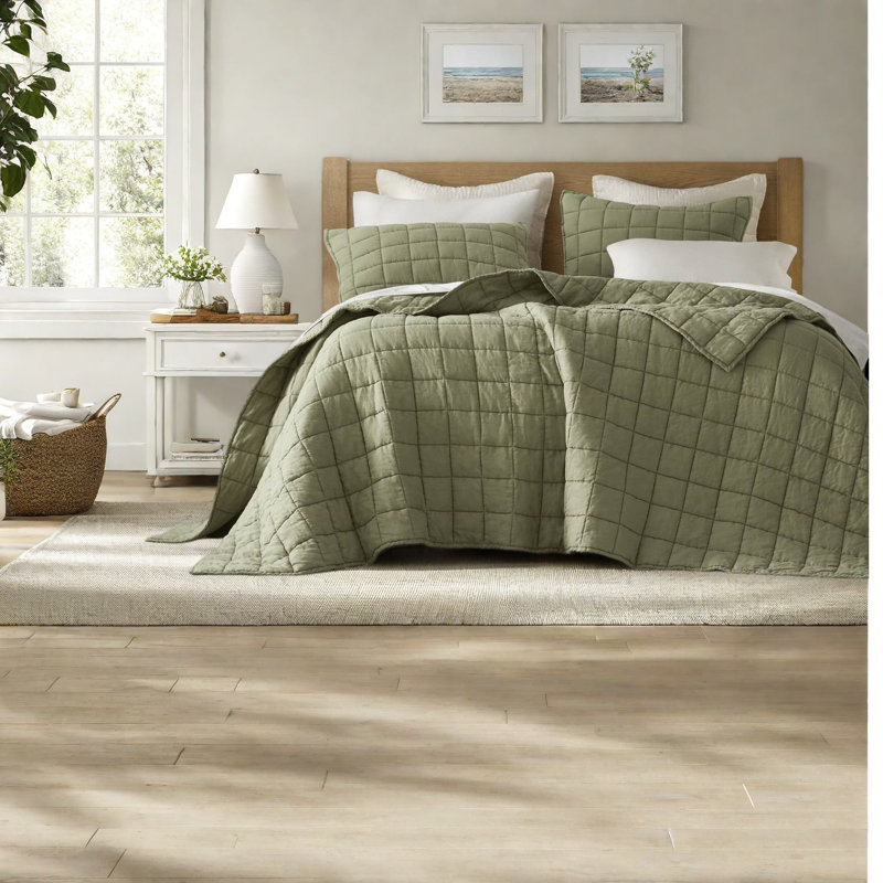 Premium Linen Bedding Sets, Olive Green King Style For All Seasons