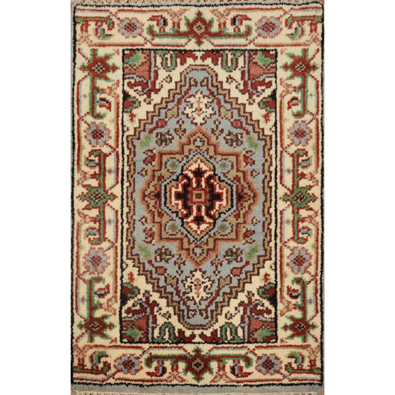 Tapis de vestibule géométrique fait à la main 2 x 3