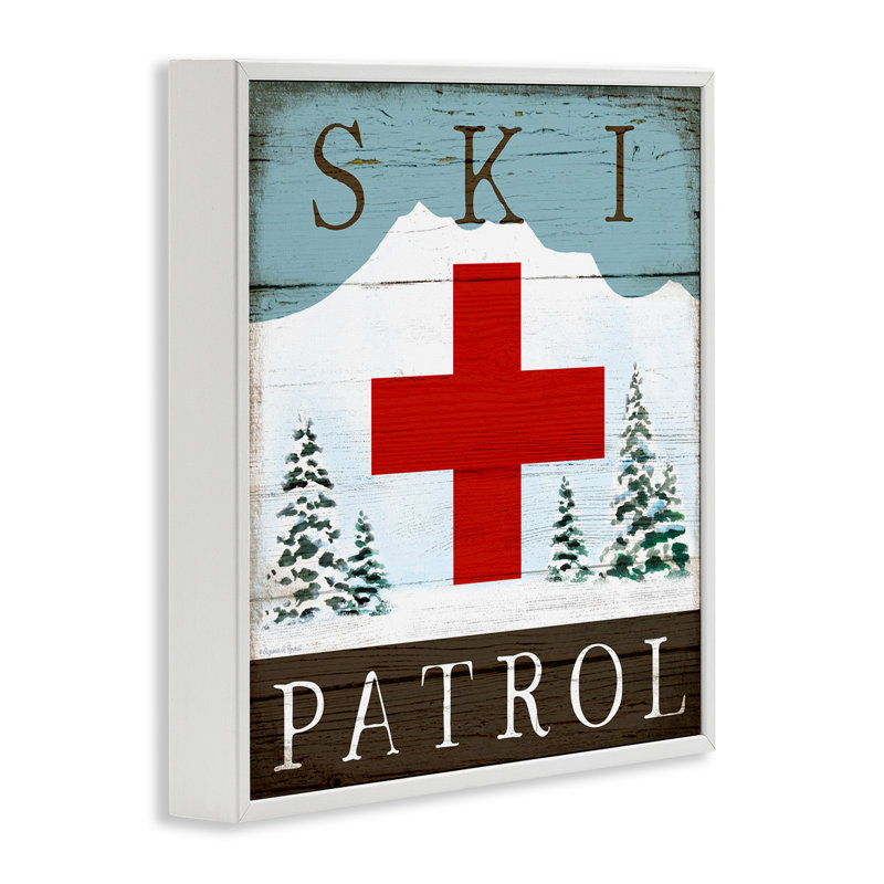 Signe de chalet de patrouille de ski rustique, montagne enneigée, art giclée par Elizabeth Tyndall, H 24 po x l 24 po