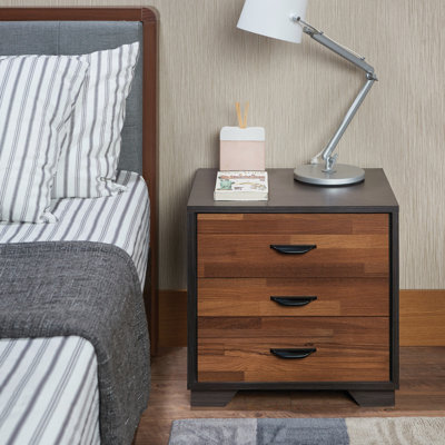 Table d'appoint spacieuse en noyer et avec 3 tiroirs pour le salon de la chambre à coucher