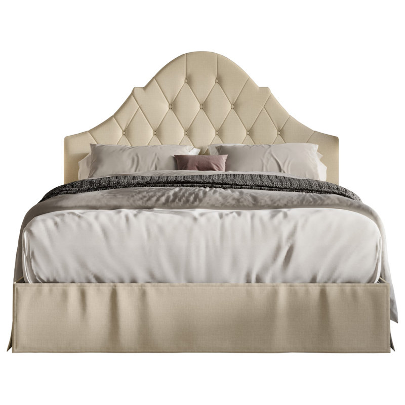 Lit tapissier standard Aleid, Beige, Grand