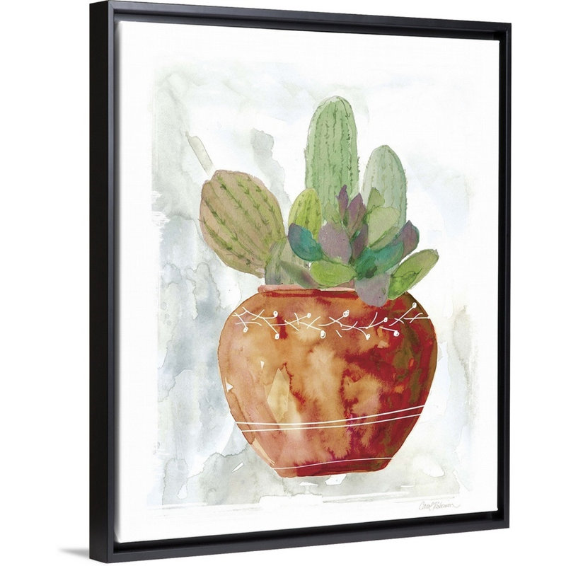 «Terracotta Succulent», art mural sur toile, Toile avec cadre noir, H 20 po x l 16 po x P 1,75 po