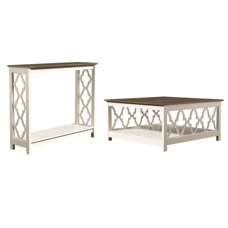 Ensemble de tables basses 2 pièces Chessani, Chêne noueux, Chêne noueux