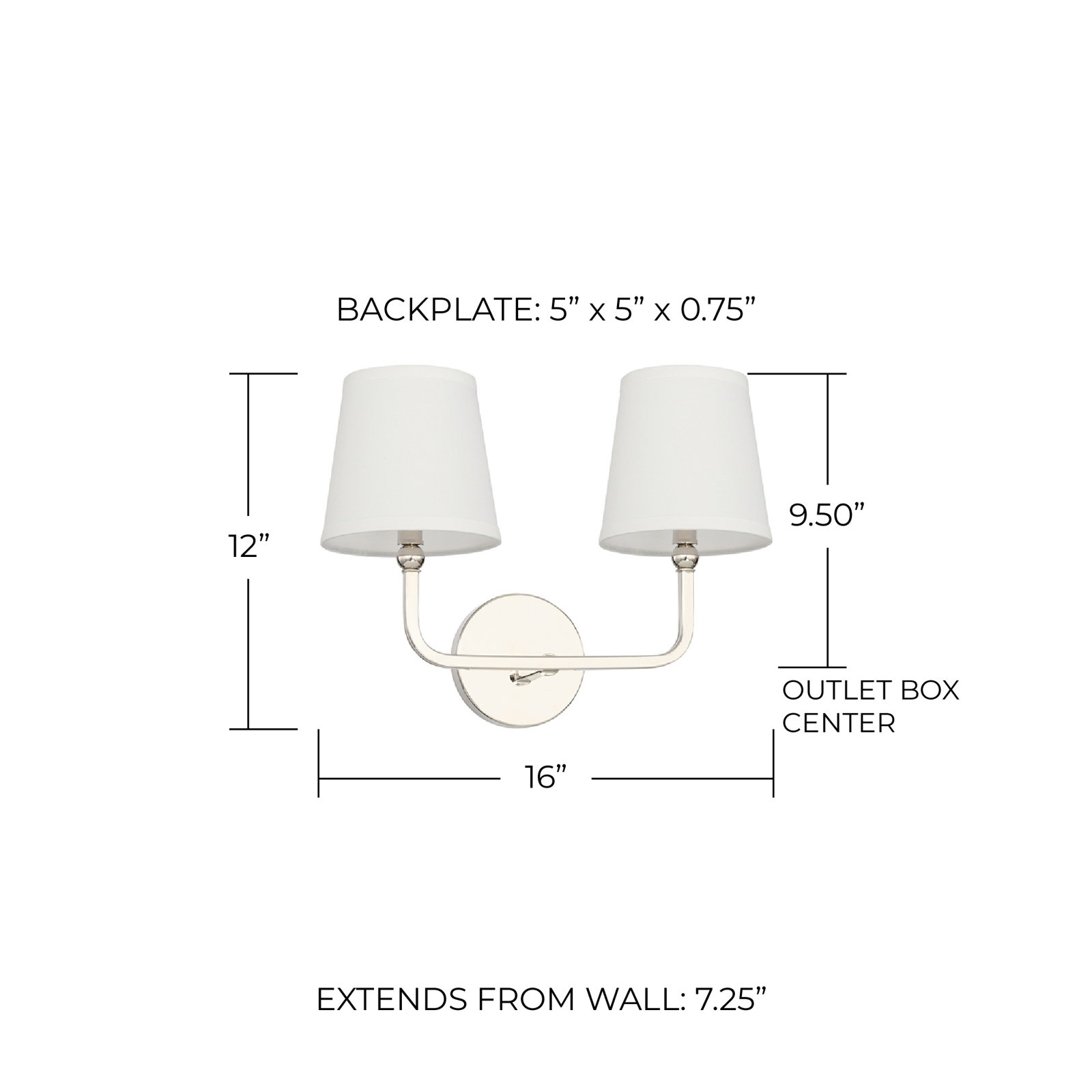 Climsland Dimmable Vanity Light, Polished Nickel, 2