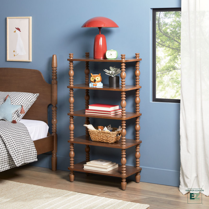 Vivienne Solid Wood Spindle Short Bookshelf, Dark Brown