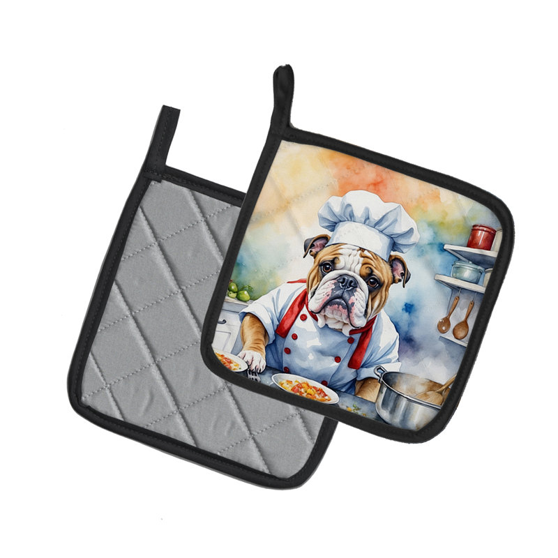 Caroline's Treasures The Dog Chef Polyester Potholder Set