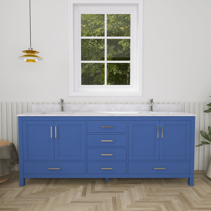 Meuble-lavabo moderne 84 po avec lavabo double 84 po, H 34 po x l 84 po x P 22 po