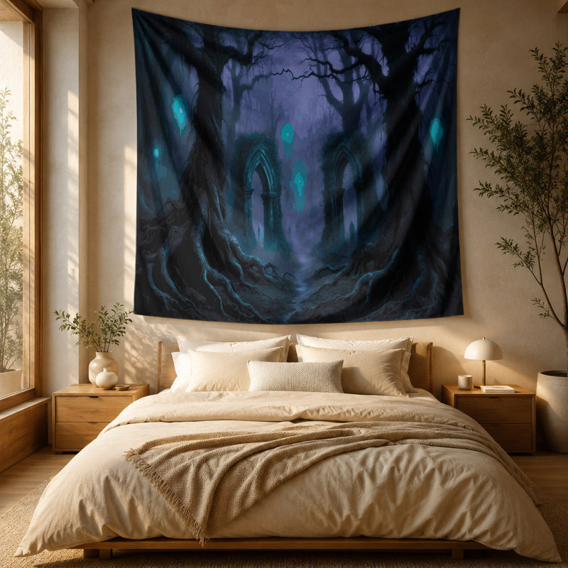 Tapisserie murale «Halloween Haunted Forest», 51 po x 60 po
