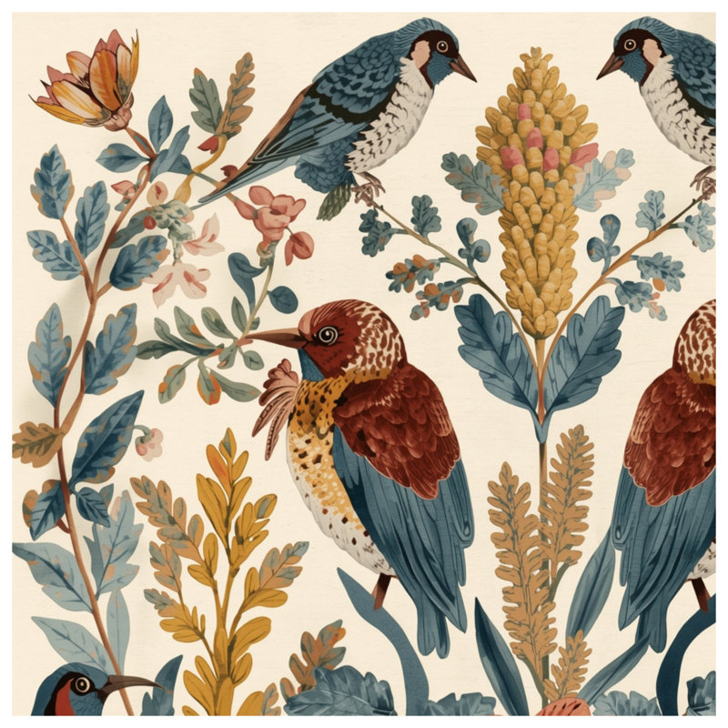 Couvertures oiseaux et fleurs sauvages, L 50 po x H 60 po