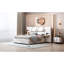 Lit tapissier grand, velours beige, deux prises et ports, tablettes latérales pour le rangement, lit élégant et pratique avec housse en velours, coussins de chevet intégrés confortables