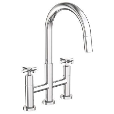 East Linear Pull Down Kitchen Bridge Faucet