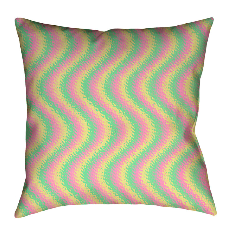 Coussin Katelyn Elizabeth, 16 po x 1 po, Pink/Yellow/Green, Polyester sergé