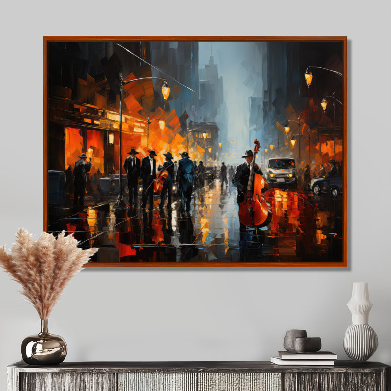 Jazz afro-américain Harlem City - impressions sur toile, art mural Harlem Jazz, H 24 po x l 32 po, Brun