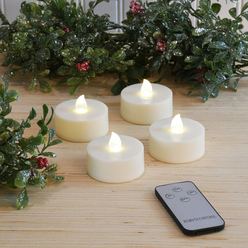 Extra Large Battery Operated Tea Lights with Remote Control, White