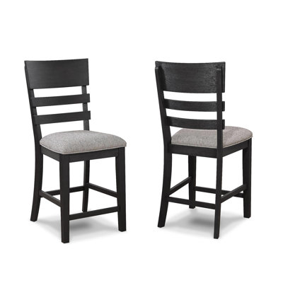 Mobilier de salle à manger en bois à dossier et échelle 2 pièces noir / gris
