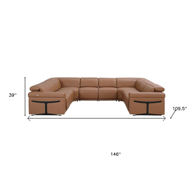 Canapé modulaire en U en châtaignier inclinable électrique en forme de U avec console