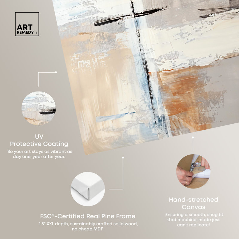 Abstract Beige and Gray Canvas Wall Art, 15" x 10"