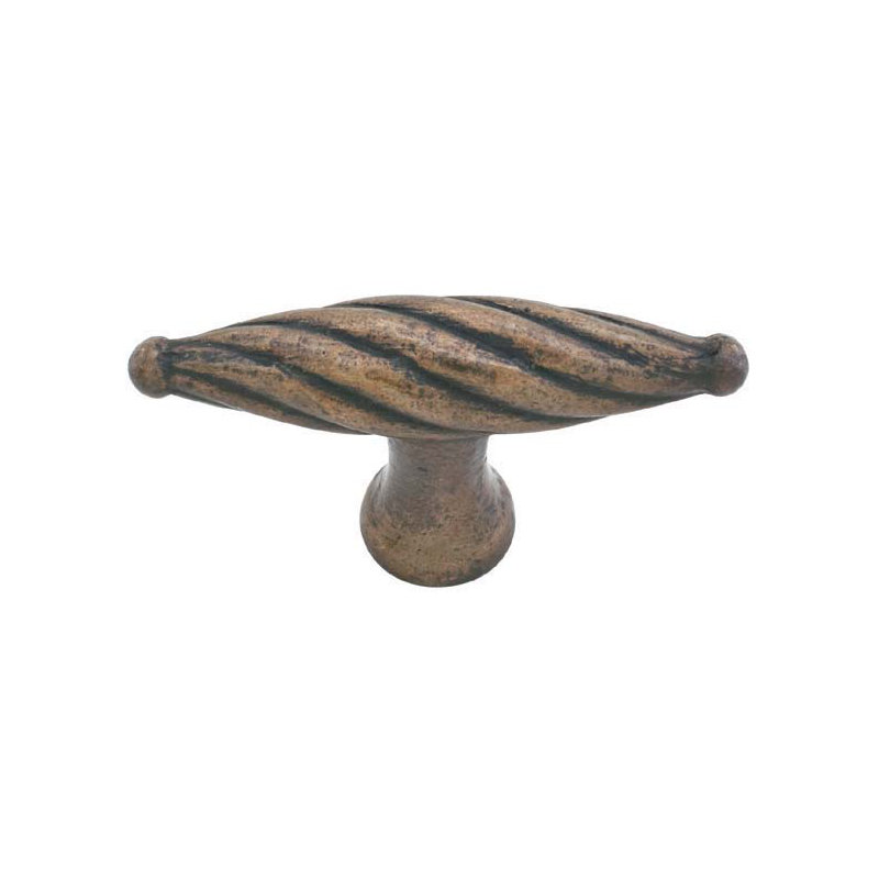 Poignée en T Emtek Tuscany, H 1,75 po x l 0,56 po x P 1,25 po, Patine bronze moyen