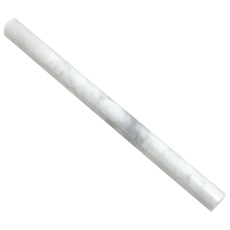 Carrara 12" x 1" Honed Marble Pencil Liner Tile Trim in White