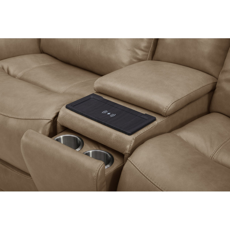 Causeuse inclinable électrique en cuir Grayson, Sable