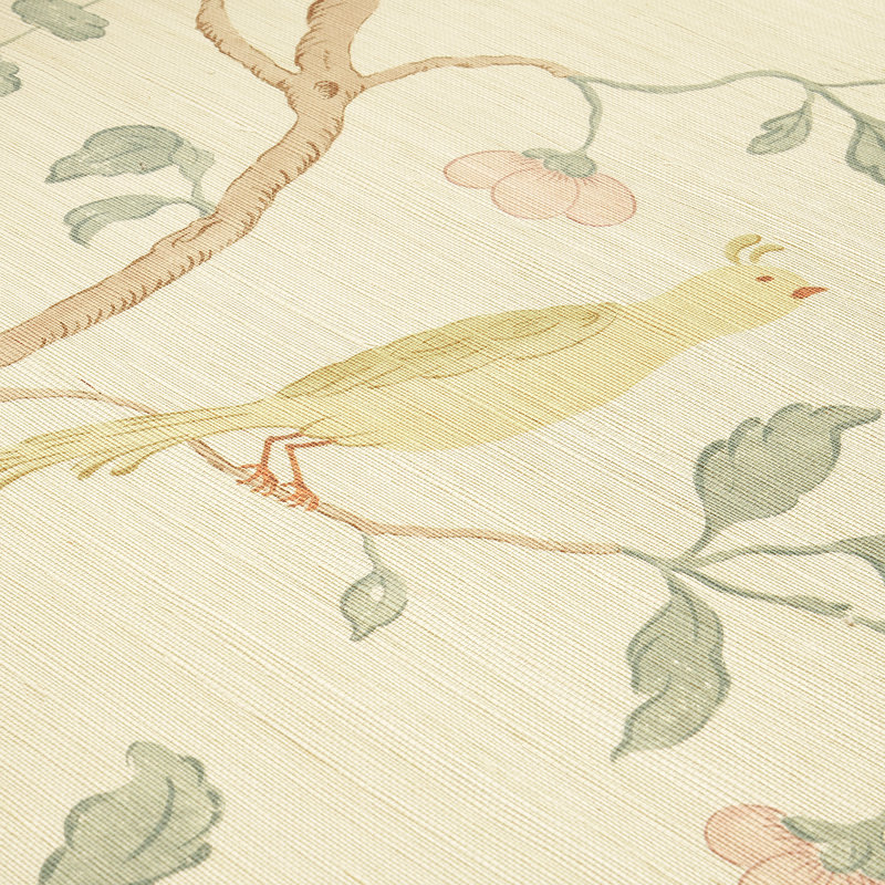 Wisteria Sisal Wallpaper, Teal/Soft Pink