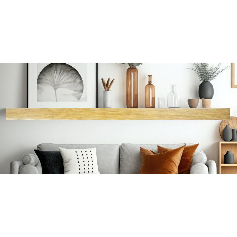 Tyringham Kemble Solid Oak Floating Shelf, 5" H x 60" W x 8" D