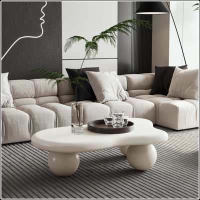 40-Inch Cloud-Shaped Coffee Table with Ball Legs