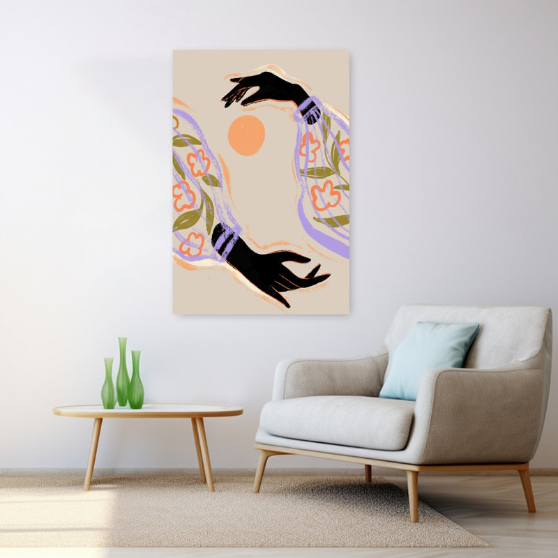 Art contemporain Art floral coloré contemporain, H 48 po x l 32 po