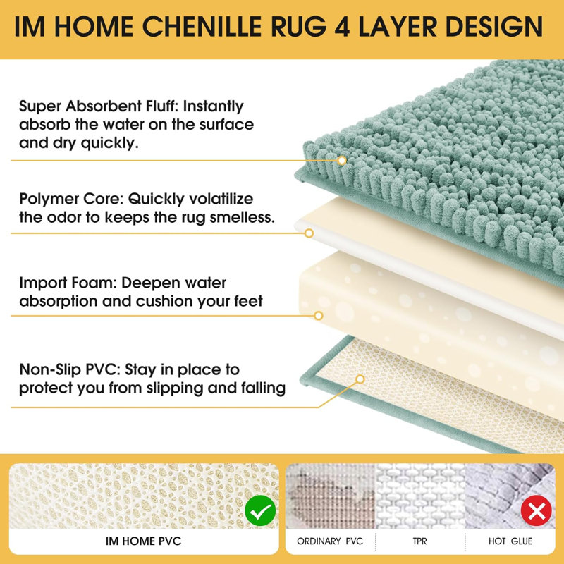 Upgrade Extra Large Bathroom Rug Set 3 Pieces, Green