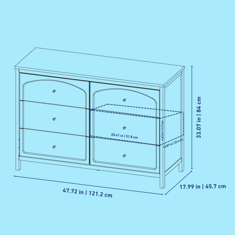 Olivia 6 Drawer Double Dresser, Hazelnut