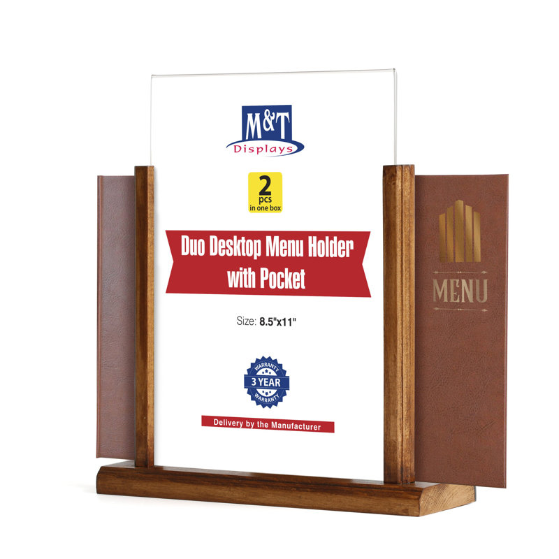 Displays Classic Desktop Menu Holder, Dark Wood, 8.5" x 11"