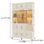 Armoire à vêtements portative avec 17 pièces et penderie, garde-robe crémeuse pour vêtements, livres, articles, blanc crème