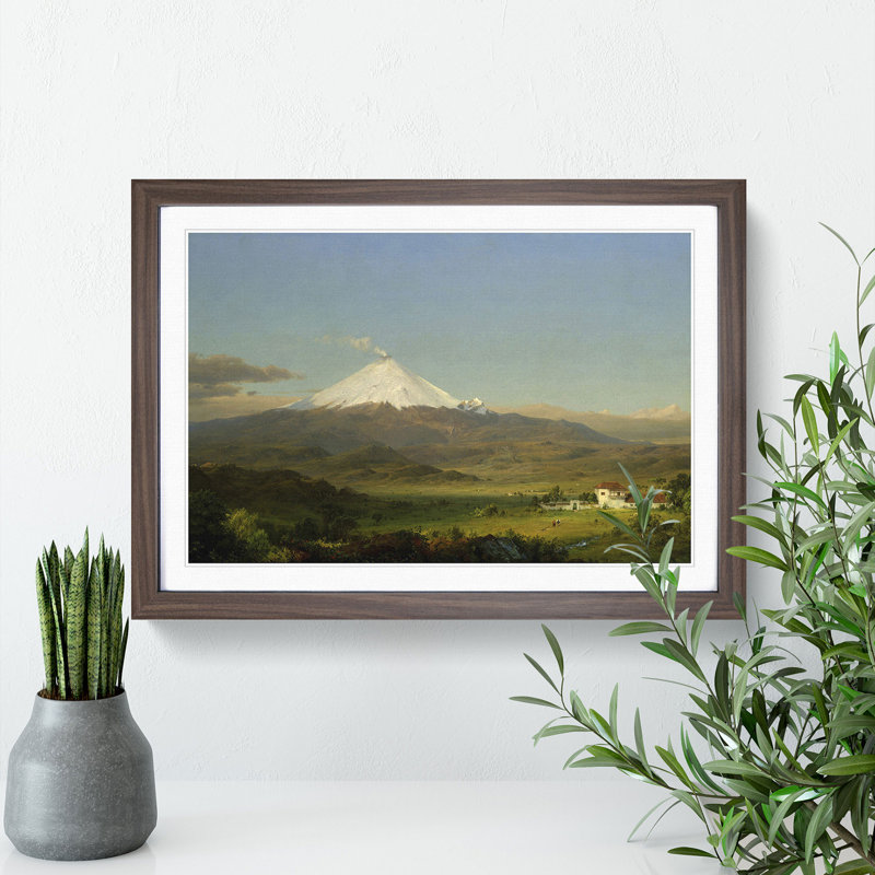 Cotopaxi by Frederic Edwin Church - Picture Frame Painting, Walnut Framed, 36cm H x 48cm W x 2cm D