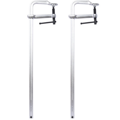 Bar Clamp Set, Steel, 2 Pieces, Silver, 24" Jaw Opening, 4-3/4" Throat, 1,400 Lb. Clamping Force