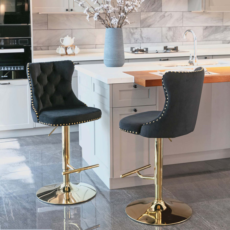 Divonte Swivel Upholstered Counter Stool, Black