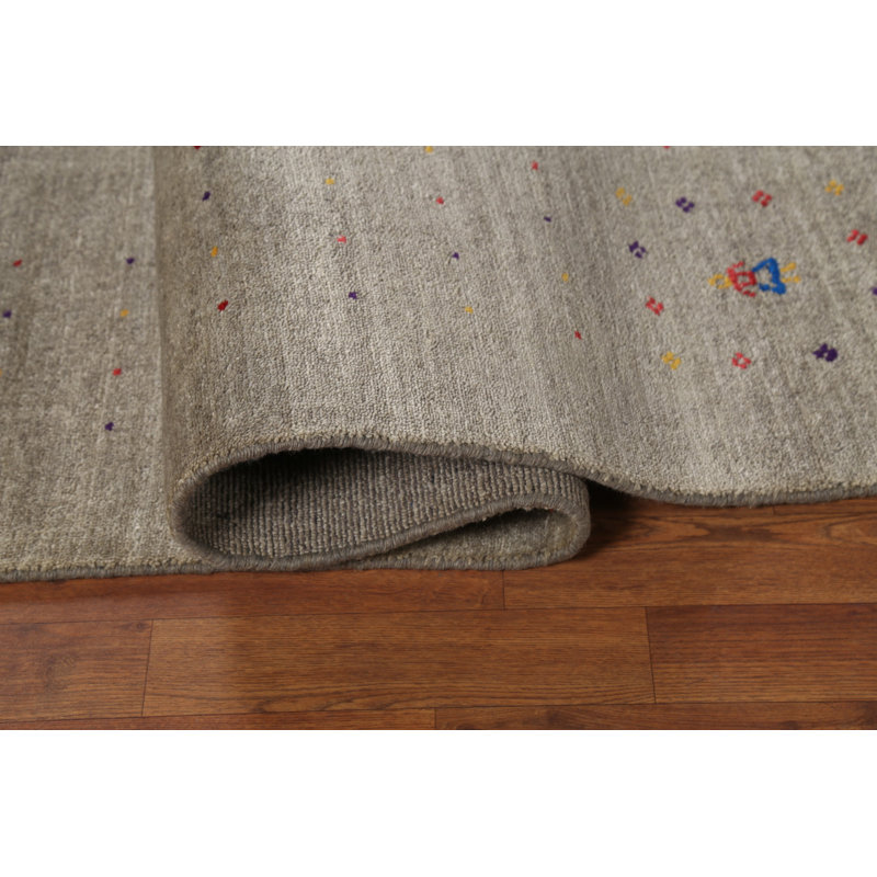 Tapis oriental rayé vert Gabbeh
