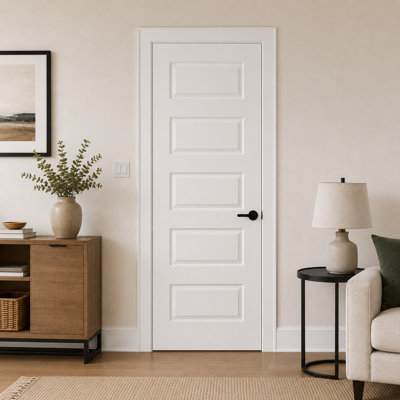 5-Panel Moulded Prehung Interior Door with Jambs and Hinges
