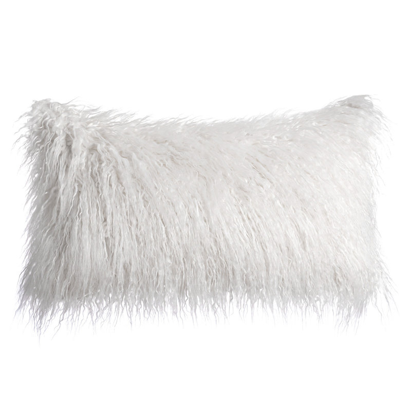 Housse de coussin en fausse fourrure seulement, Blanc