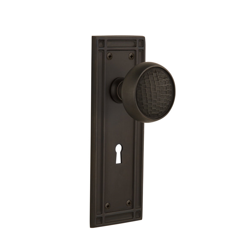 Mission Plate with Decorative Keyhole and Craftsman Door Knob, Oil-Rubbed Bronze